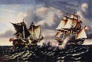 Thomas Chambers Capture of H.B.M.Frigate Macedonian by U.S.Frigate United States oil painting
